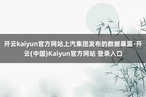 开云kaiyun官方网站　　上汽集团发布的数据暴露-开云(中国)Kaiyun官方网站 登录入口