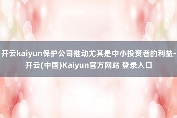 开云kaiyun保护公司推动尤其是中小投资者的利益-开云(中国)Kaiyun官方网站 登录入口