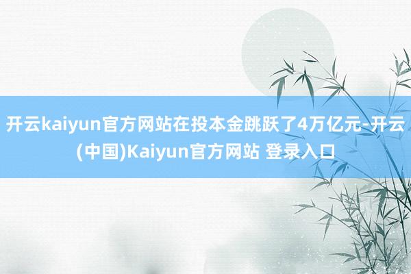 开云kaiyun官方网站在投本金跳跃了4万亿元-开云(中国)Kaiyun官方网站 登录入口