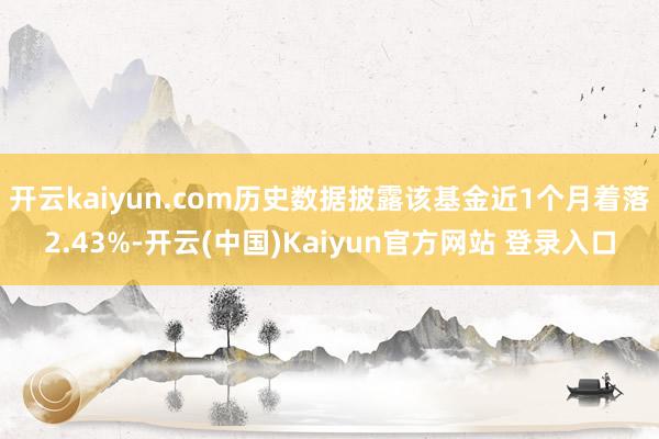 开云kaiyun.com历史数据披露该基金近1个月着落2.43%-开云(中国)Kaiyun官方网站 登录入口